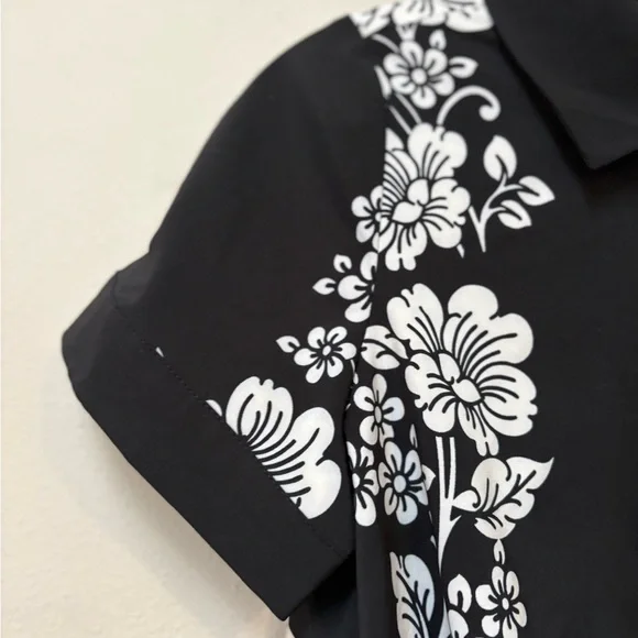 Rich & Famous Floral Button Front Tie Top NWT Size L - Picture 2 of 7